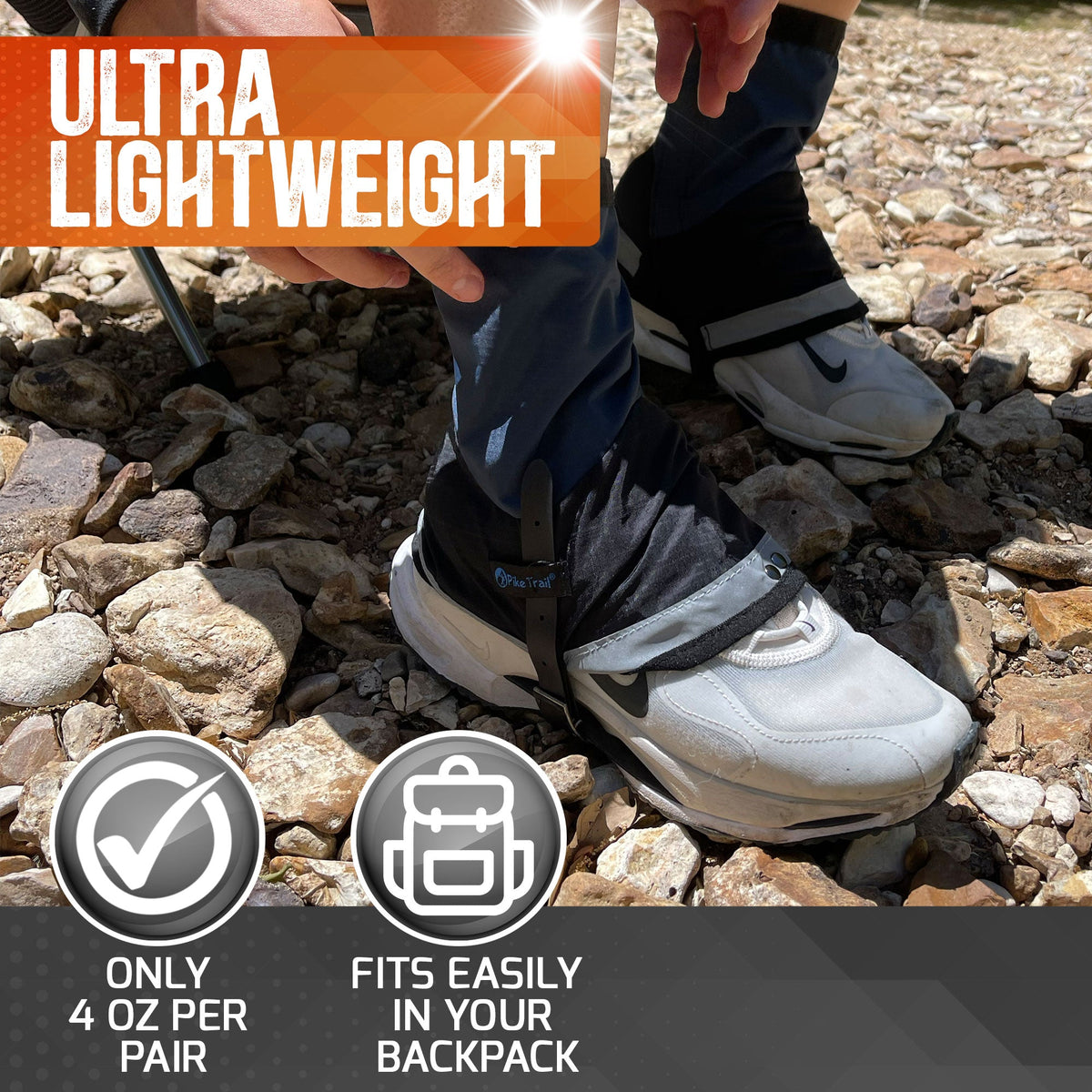 Pike Trail Mid Length Gaiters – Waterproof, Adjustable Small/Medium Hiking & Hunting Gaiters