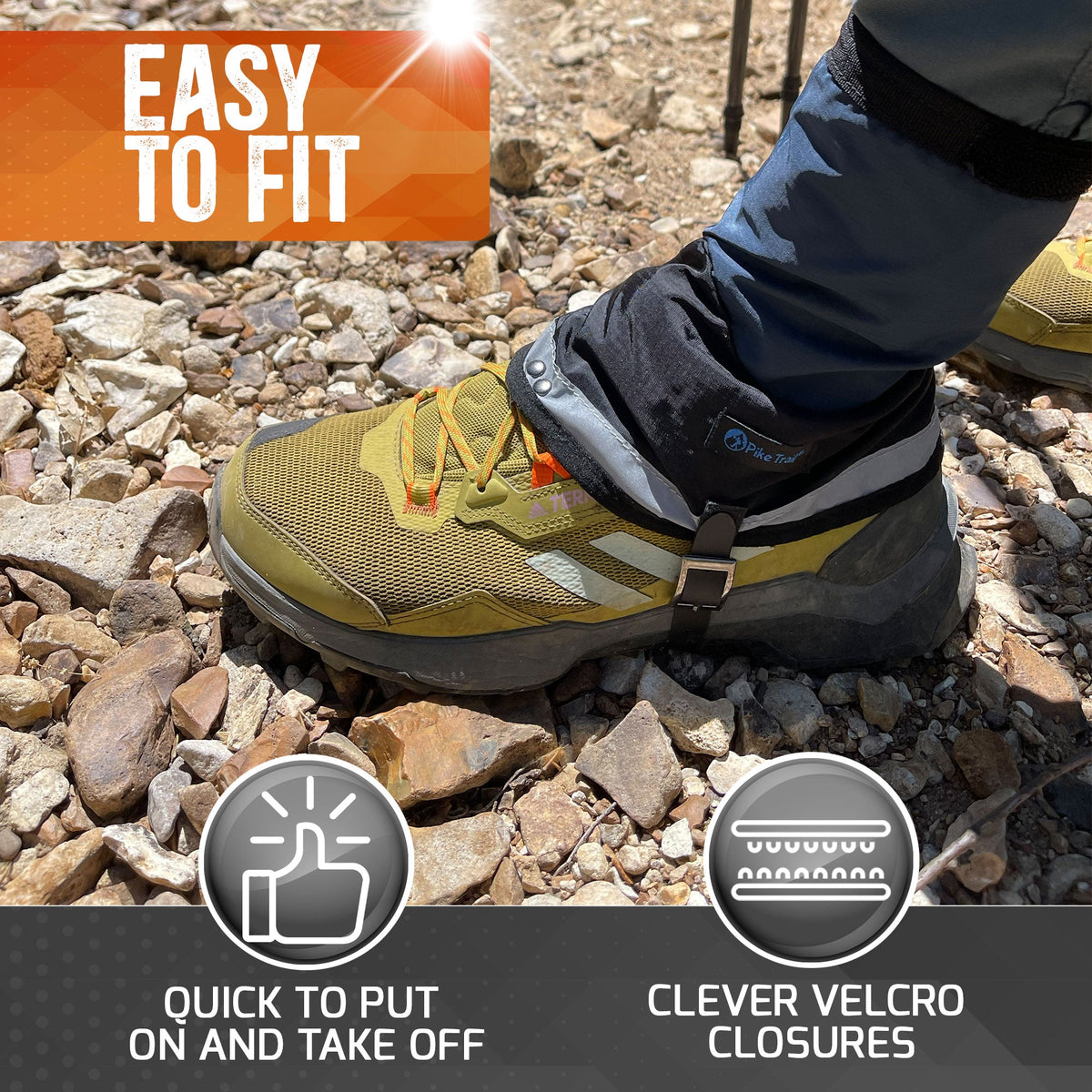 Pike Trail Mid Length Gaiters – Waterproof, Adjustable Small/Medium Hiking & Hunting Gaiters
