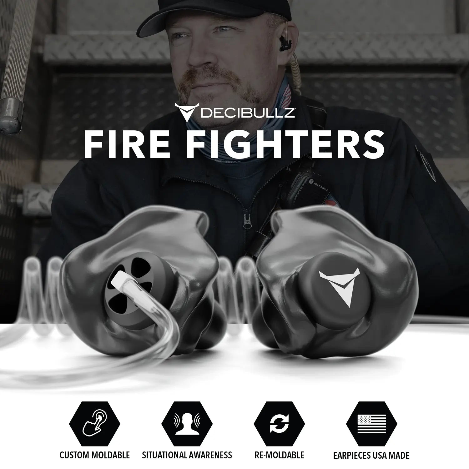 Decibullz +Awareness Custom Molded Two-Way Surveillance Acoustic Tube Headset (Motorola)