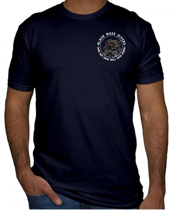 Black Mask Divers Does Not Swim Well With Others Tshirt - Navy