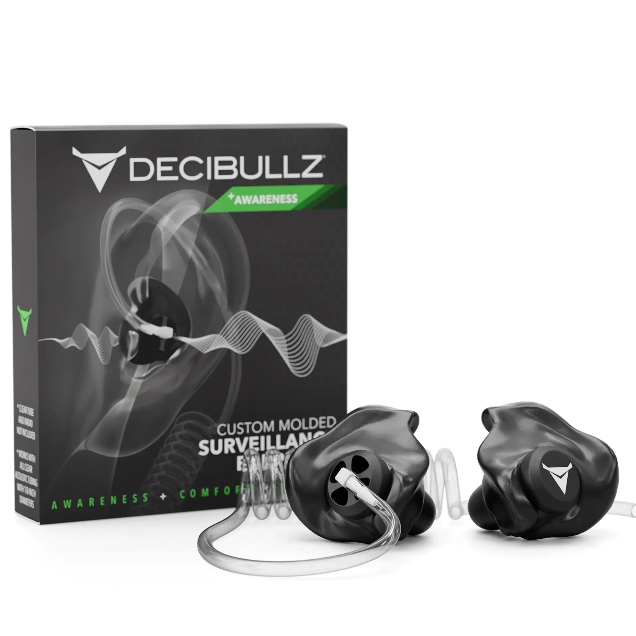 Decibullz Custom Moldable Awareness Earpiece for Clear Tube, Radio, Surveillance, and Communication Headsets