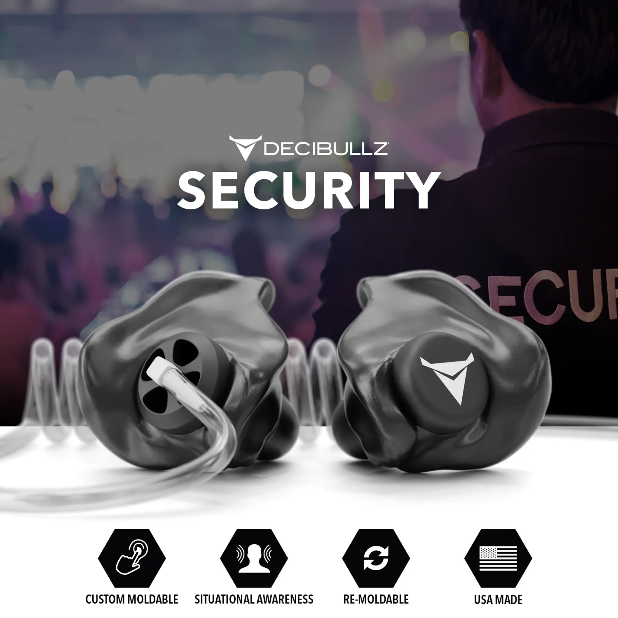 Decibullz Custom Moldable Awareness Earpiece for Clear Tube, Radio, Surveillance, and Communication Headsets