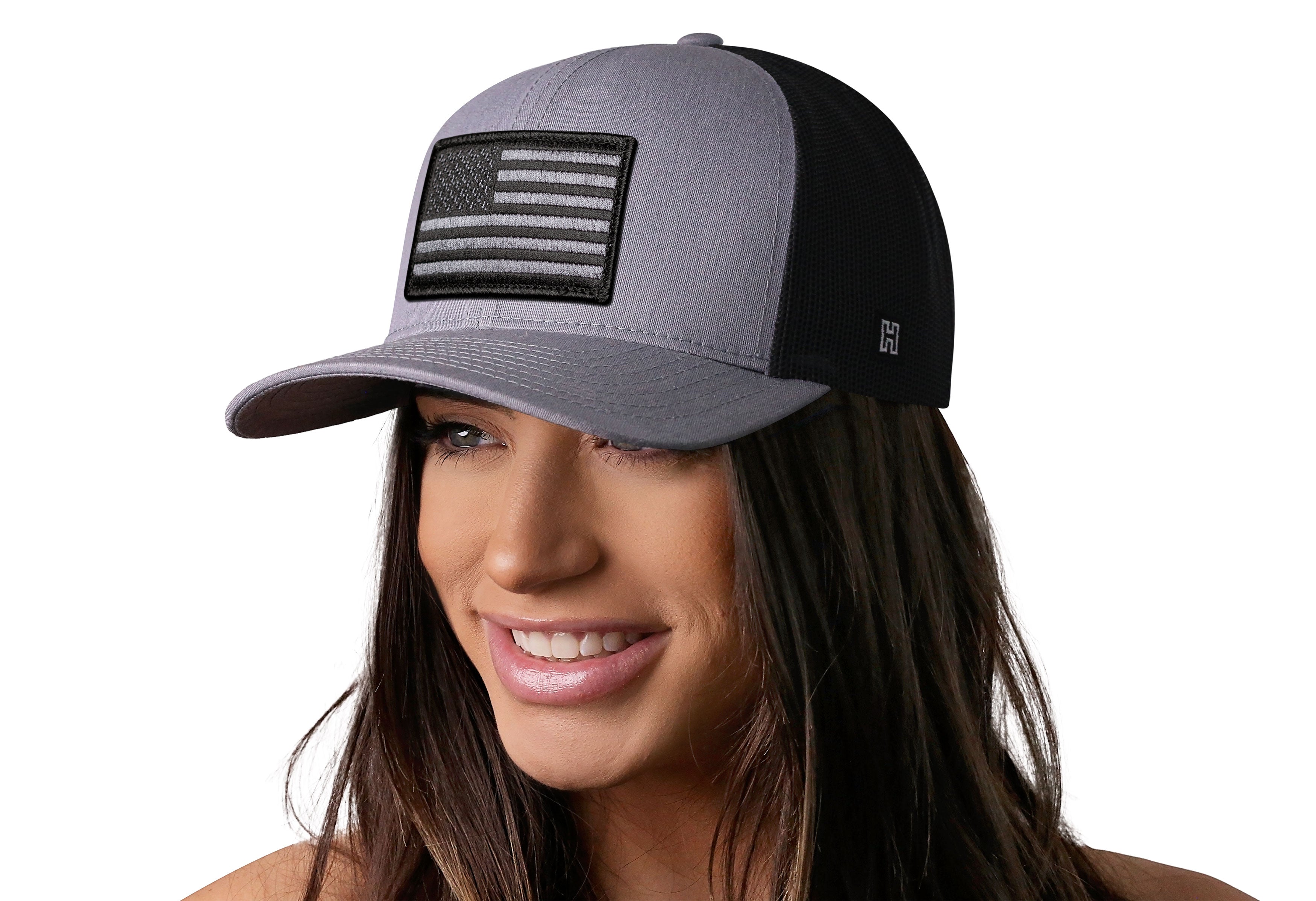 Haka Hat American Flag Trucker Hat | Gray-Black USA Tactical Snapback