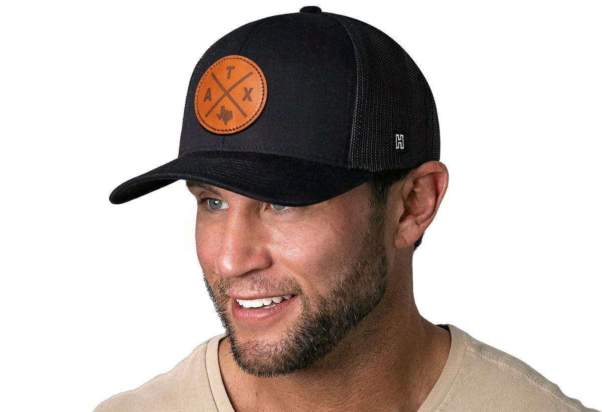 Austin Trucker Hat Leather | Black ATX X Snapback