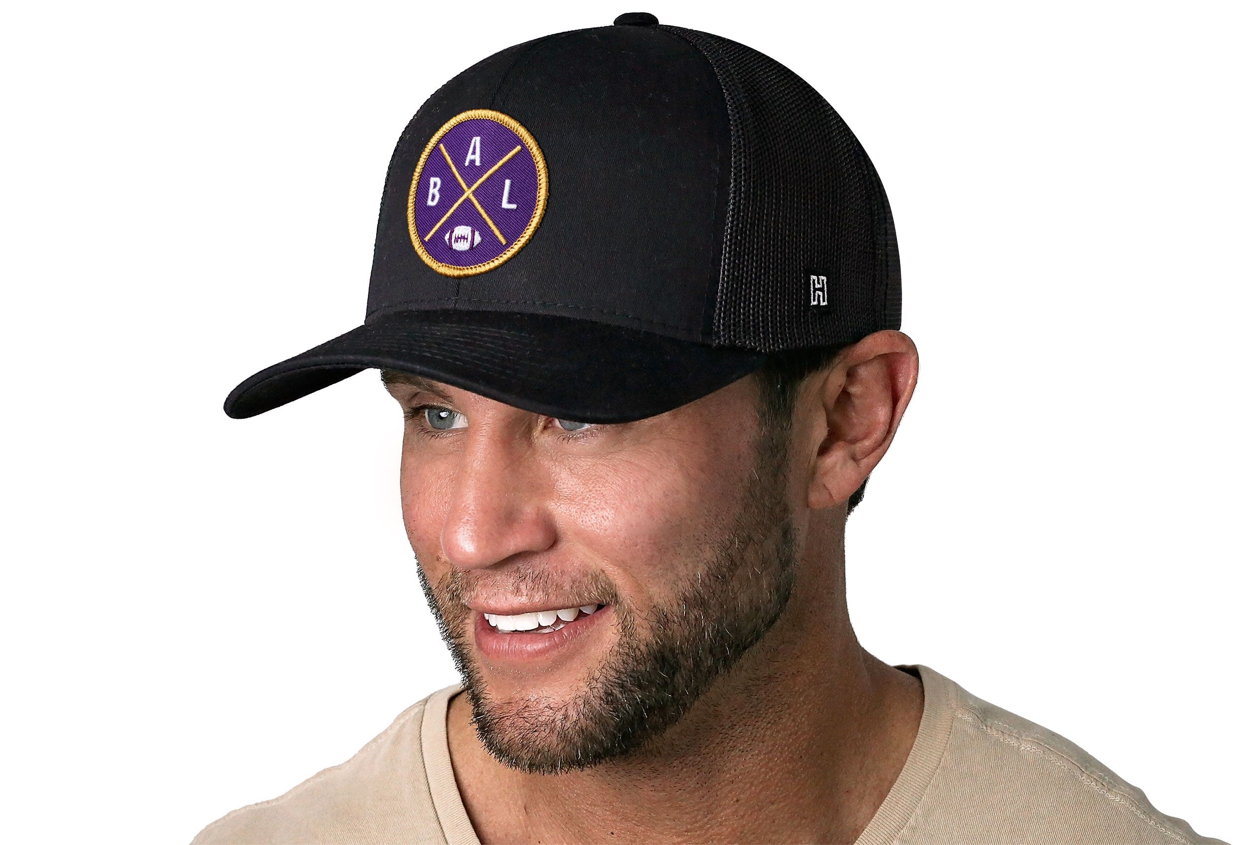 Baltimore Trucker Hat | Black BAL X Football Snapback