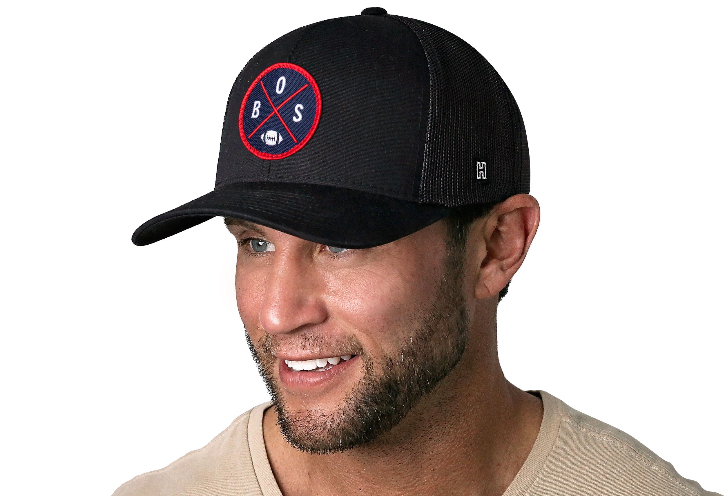 Boston Trucker Hat | Black BOS X Football Snapback