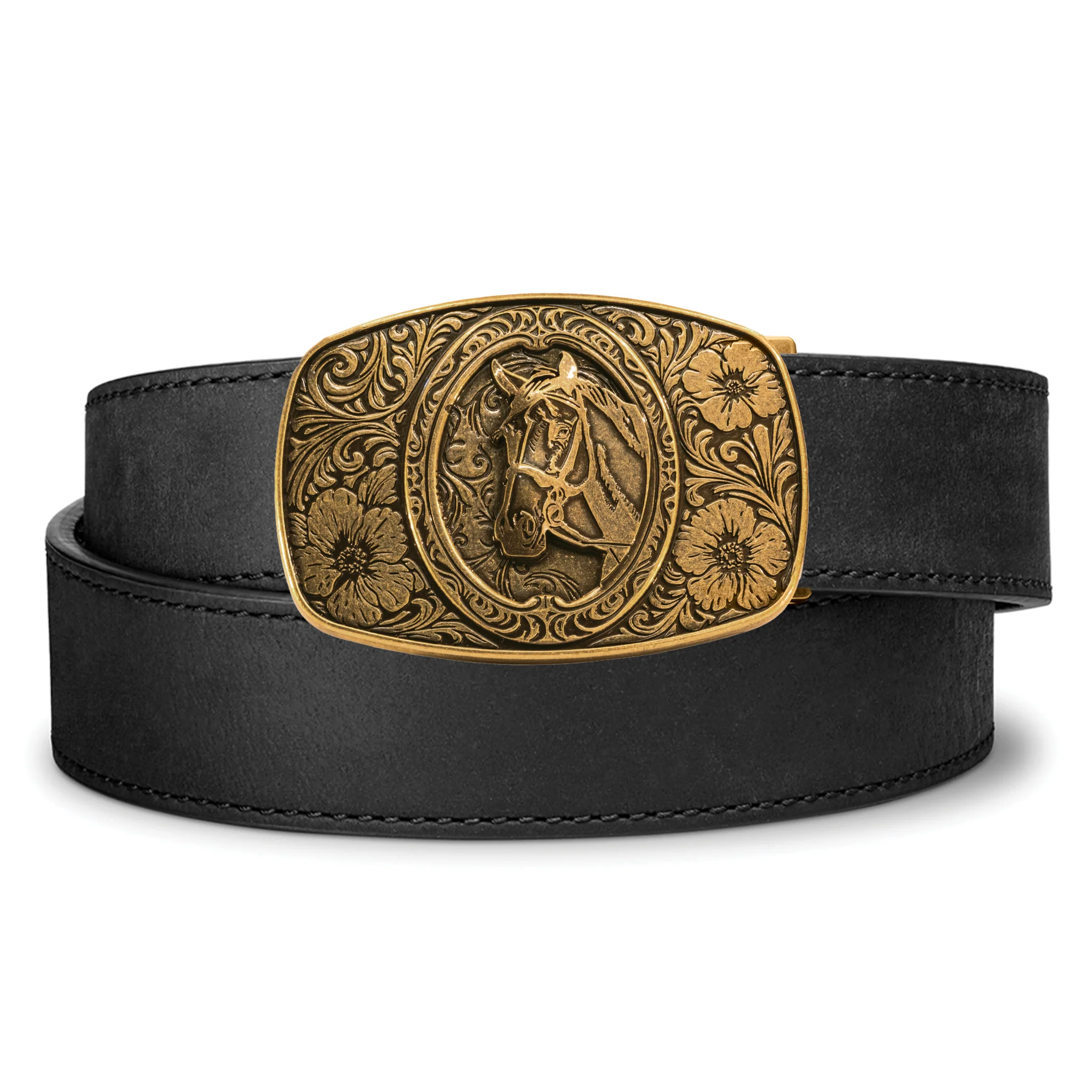 Kore Essentials Horse Antique Brass Buckle and Belt