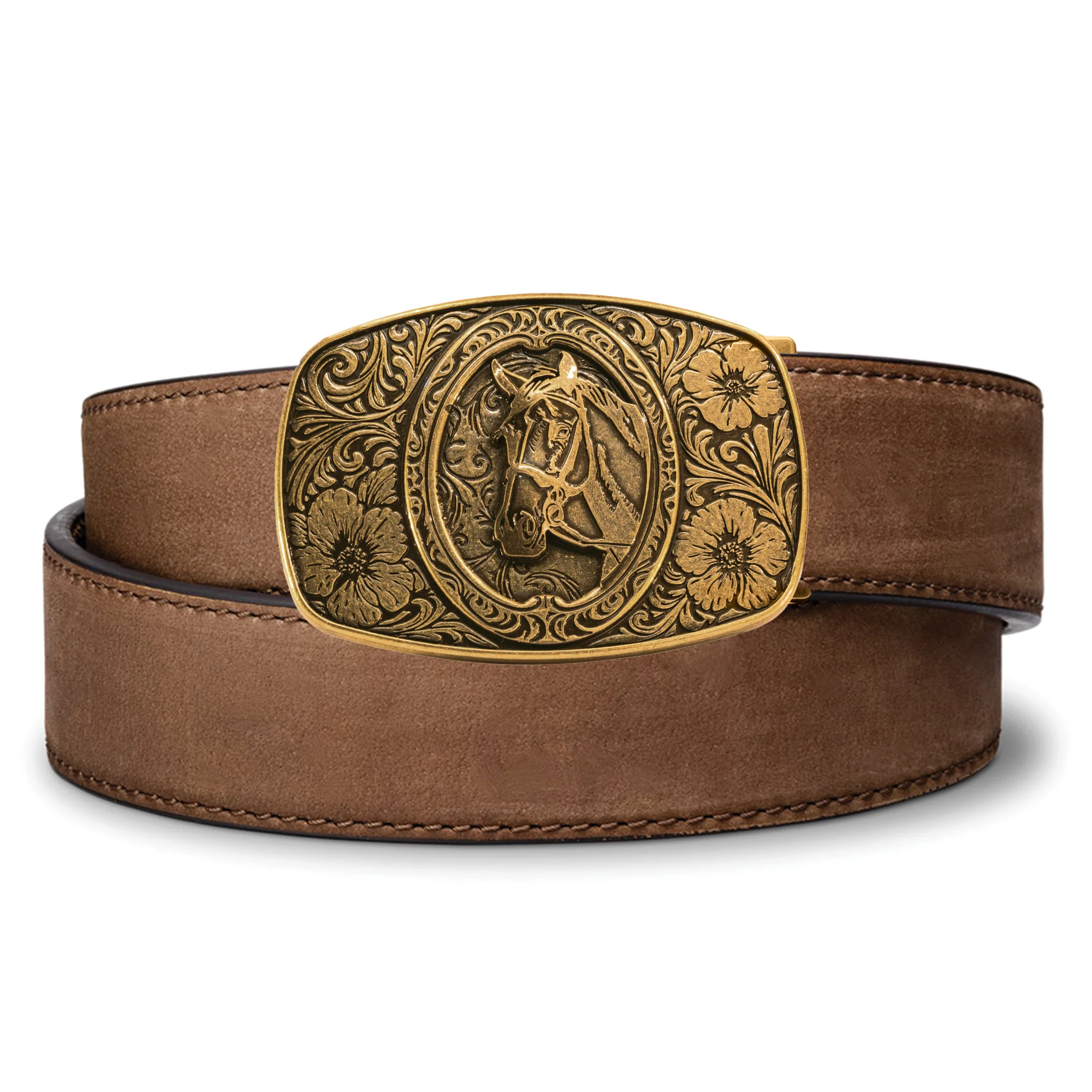 Kore Essentials Horse Antique Brass Buckle and Belt