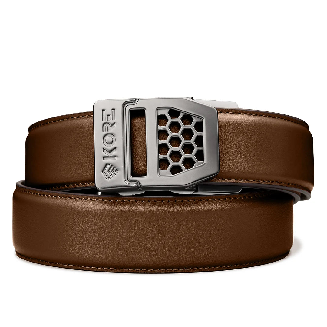 Kore Essentials Brown Leather Gun Belt 1.5"