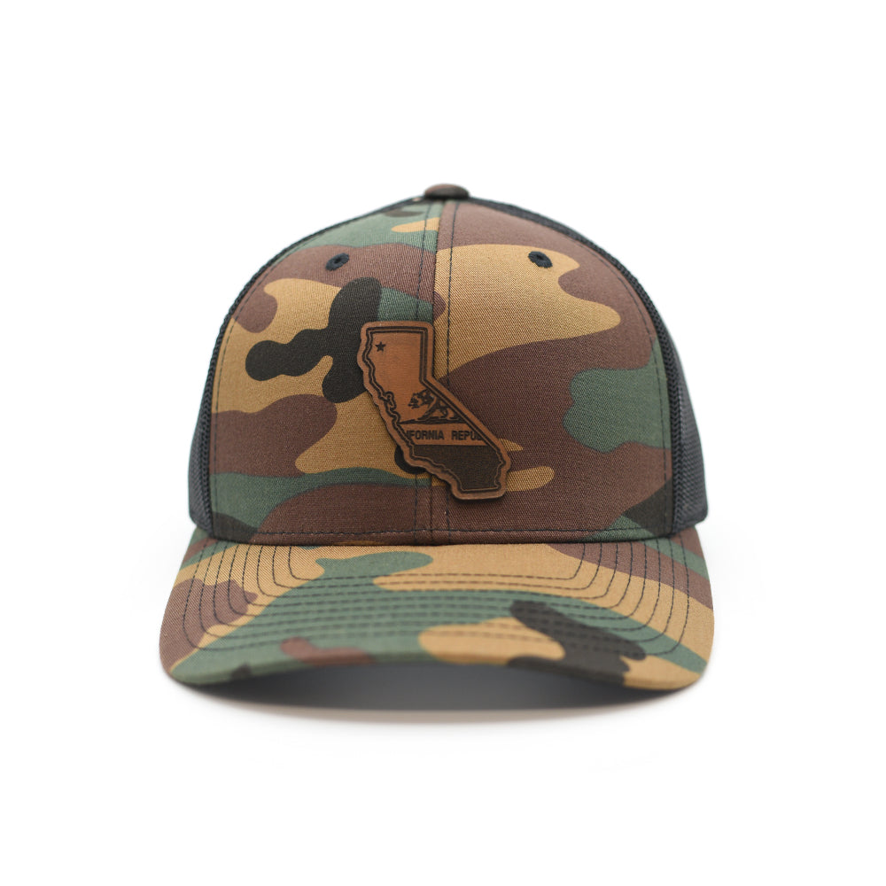Shield Republic CA State Flag Leather Patch Hat