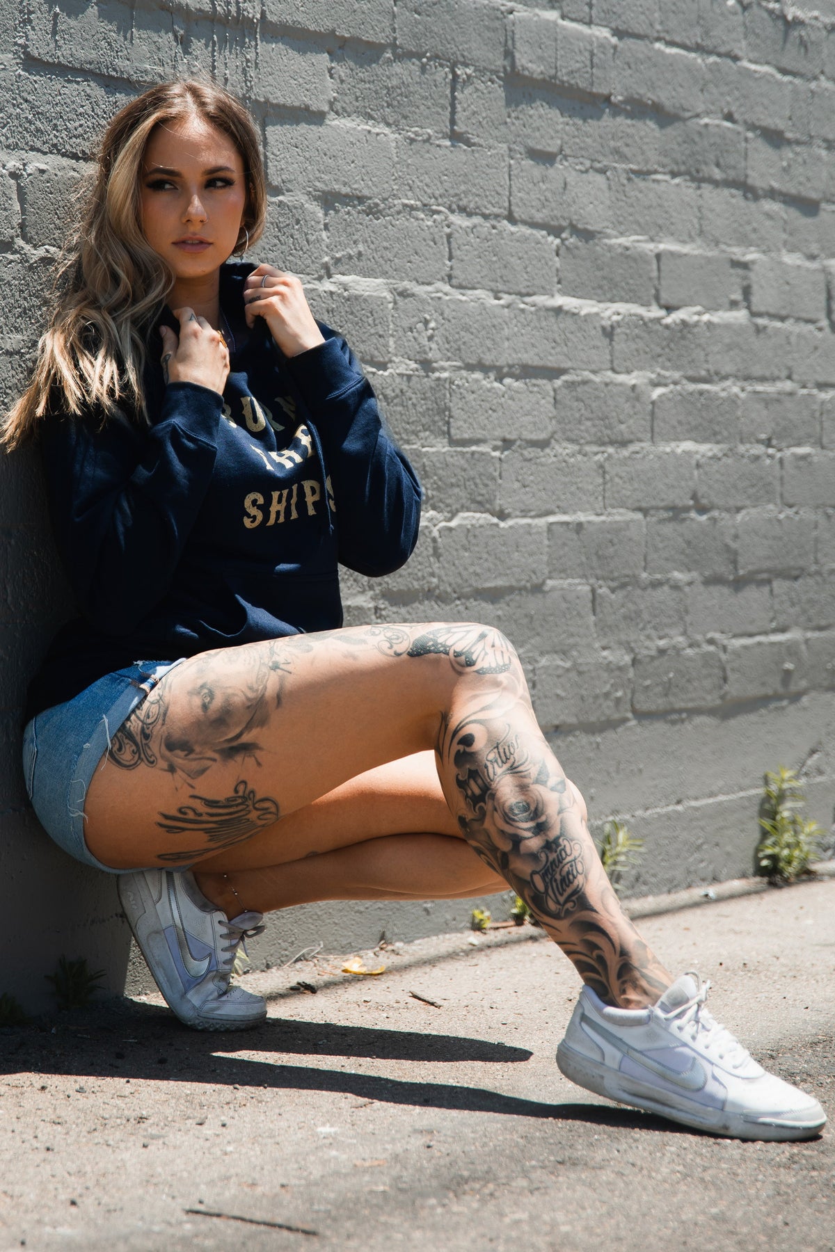 Burn The Ships Navy Gold Foil Hoodie