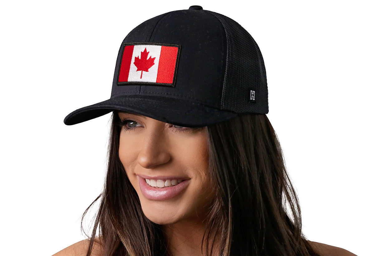Canada Flag Trucker Hat | Black Canadian Snapback