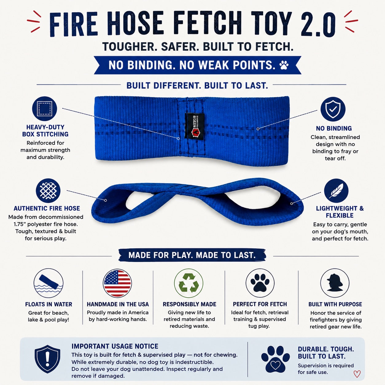 Recycled Fire Hose Dog Fetch Toy v2.0
