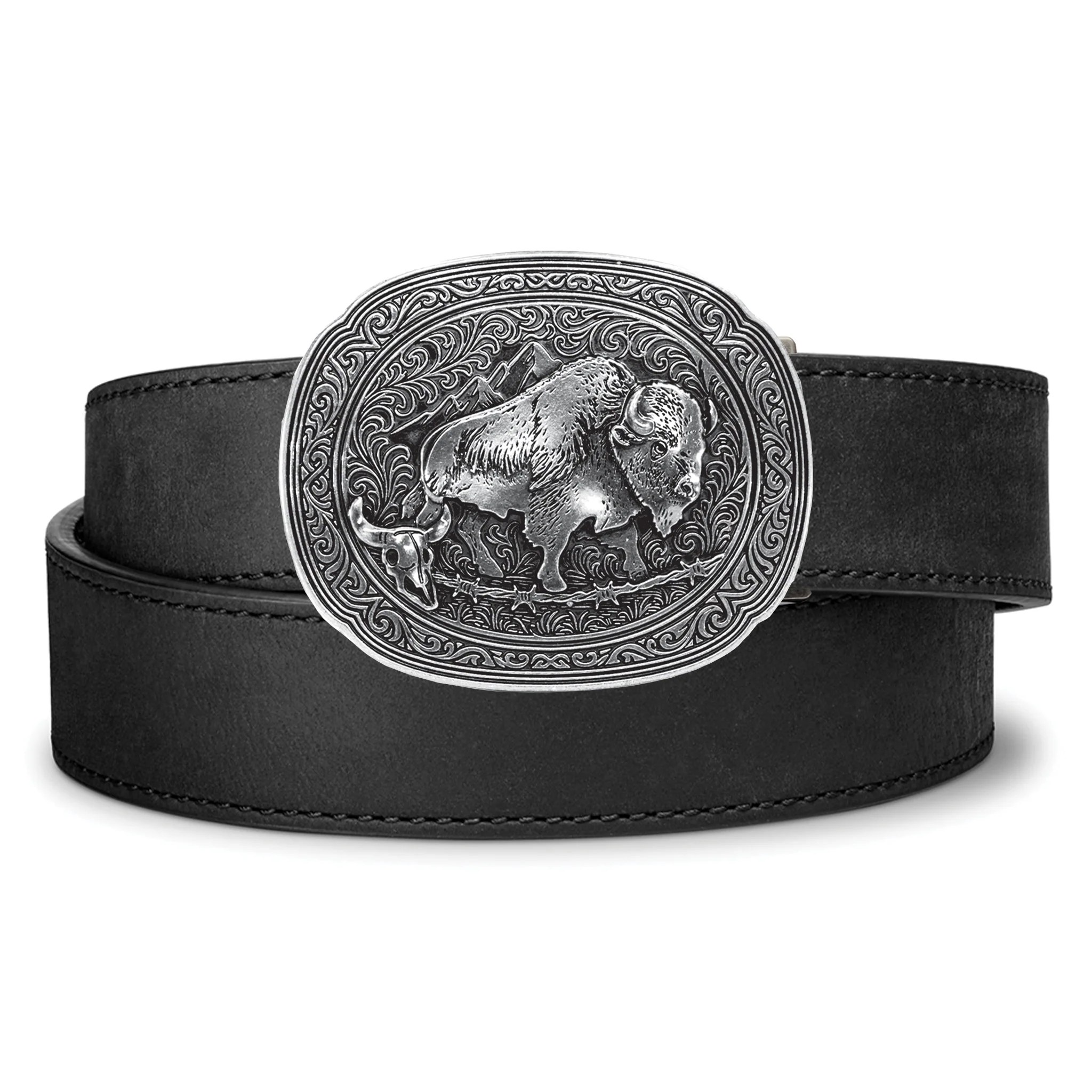 Kore Essentials Bison Antique Silver Buckle and Belt
