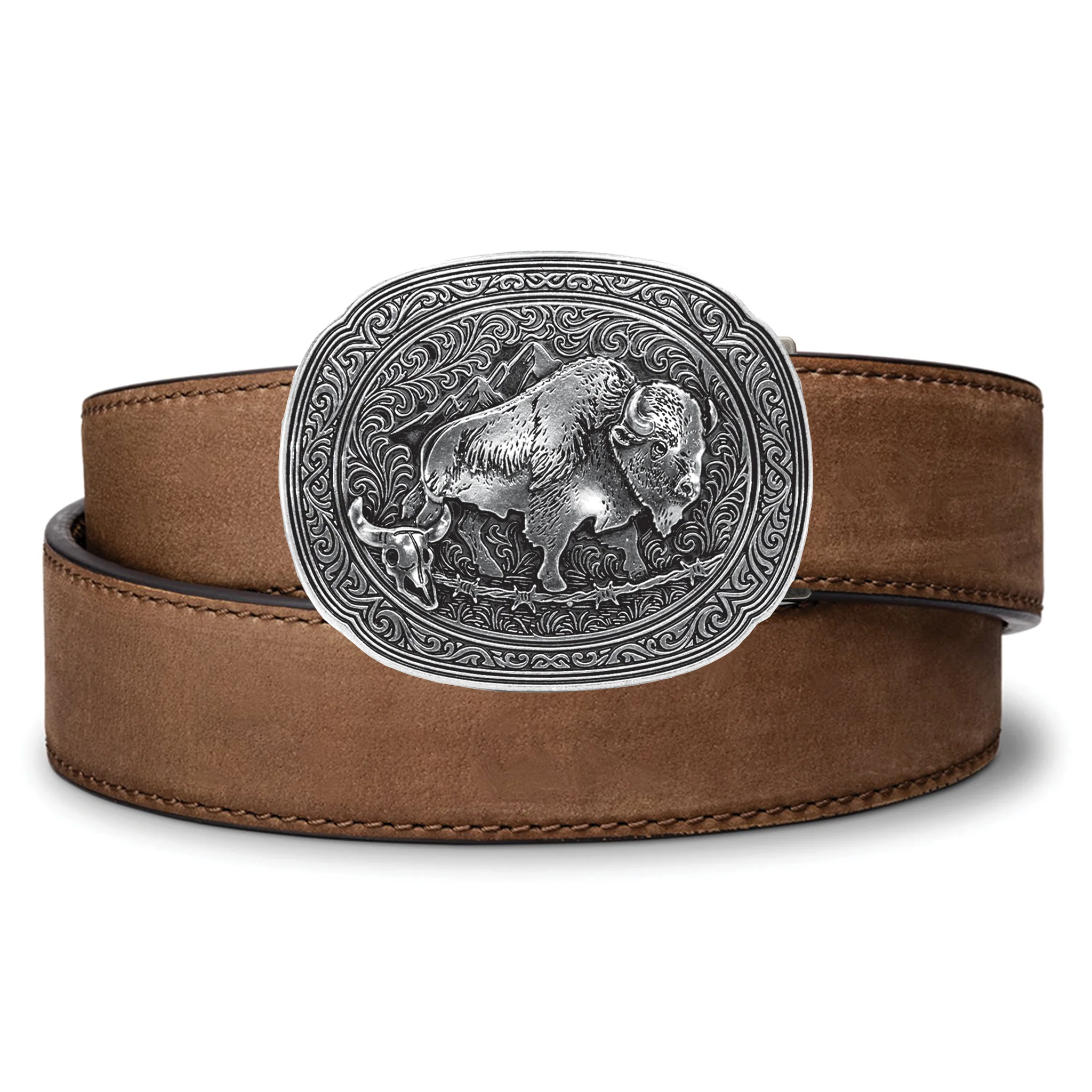 Kore Essentials Bison Antique Silver Buckle and Belt