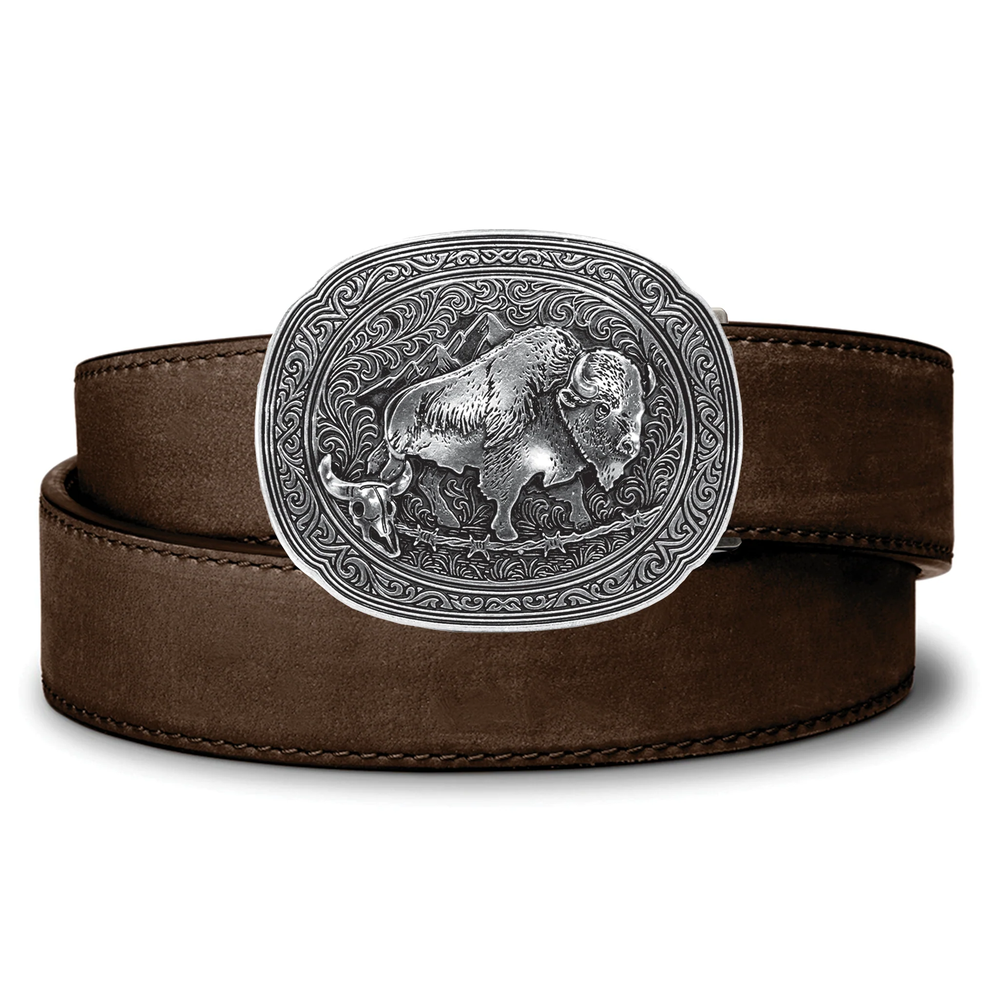 Kore Essentials Bison Antique Silver Buckle and Belt