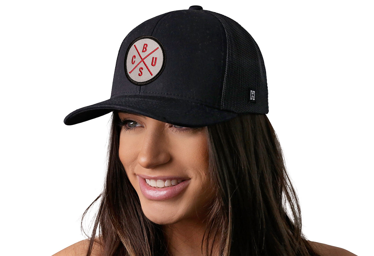 Columbus Trucker Hat | Gray Red CBUS X | Black Snapback