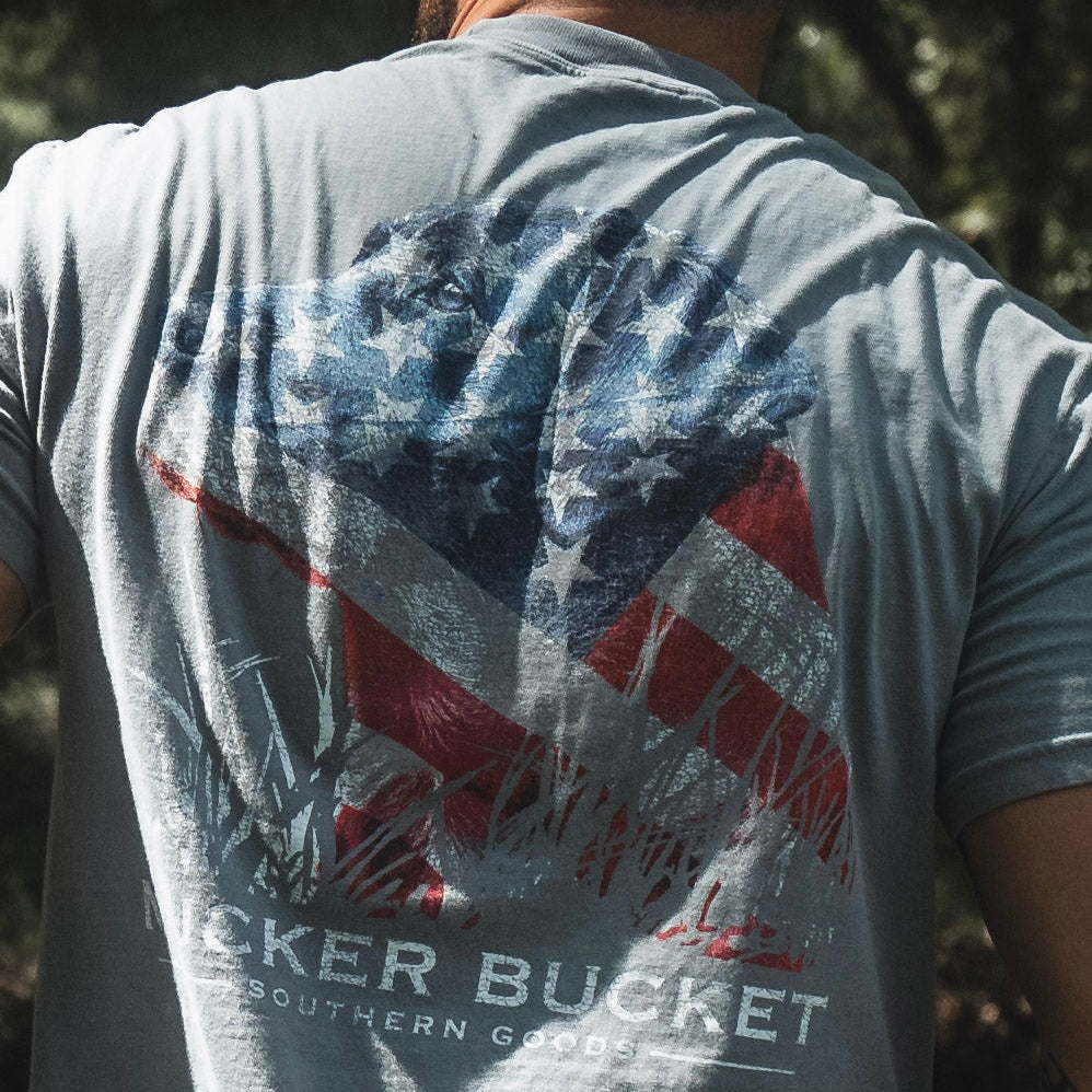 Mucker Bucket Lab Flag Premium Tee | Labrador Hunting T-Shirt