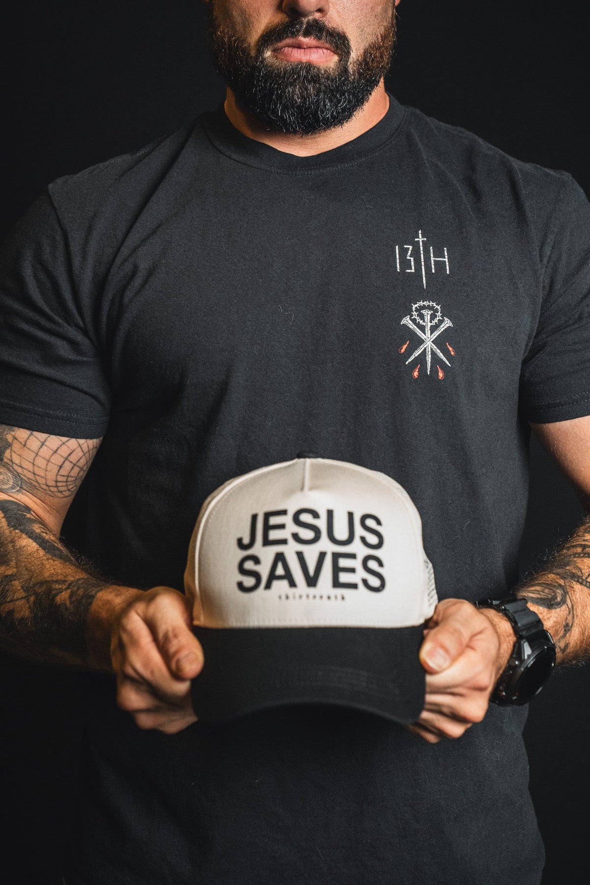 Jesus Saves Ivory and Black Snapback