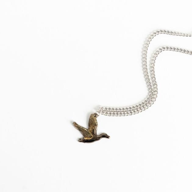 Mucker Bucket Duck It Golden Wings Stainless Steel Necklace | Duck Hunting Pendant