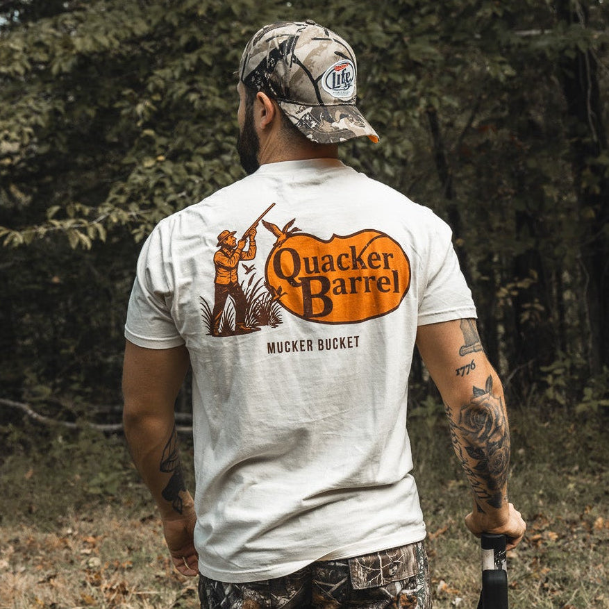 Mucker Bucket Quacker Barrel Premium Tee | Duck Hunting T-Shirt