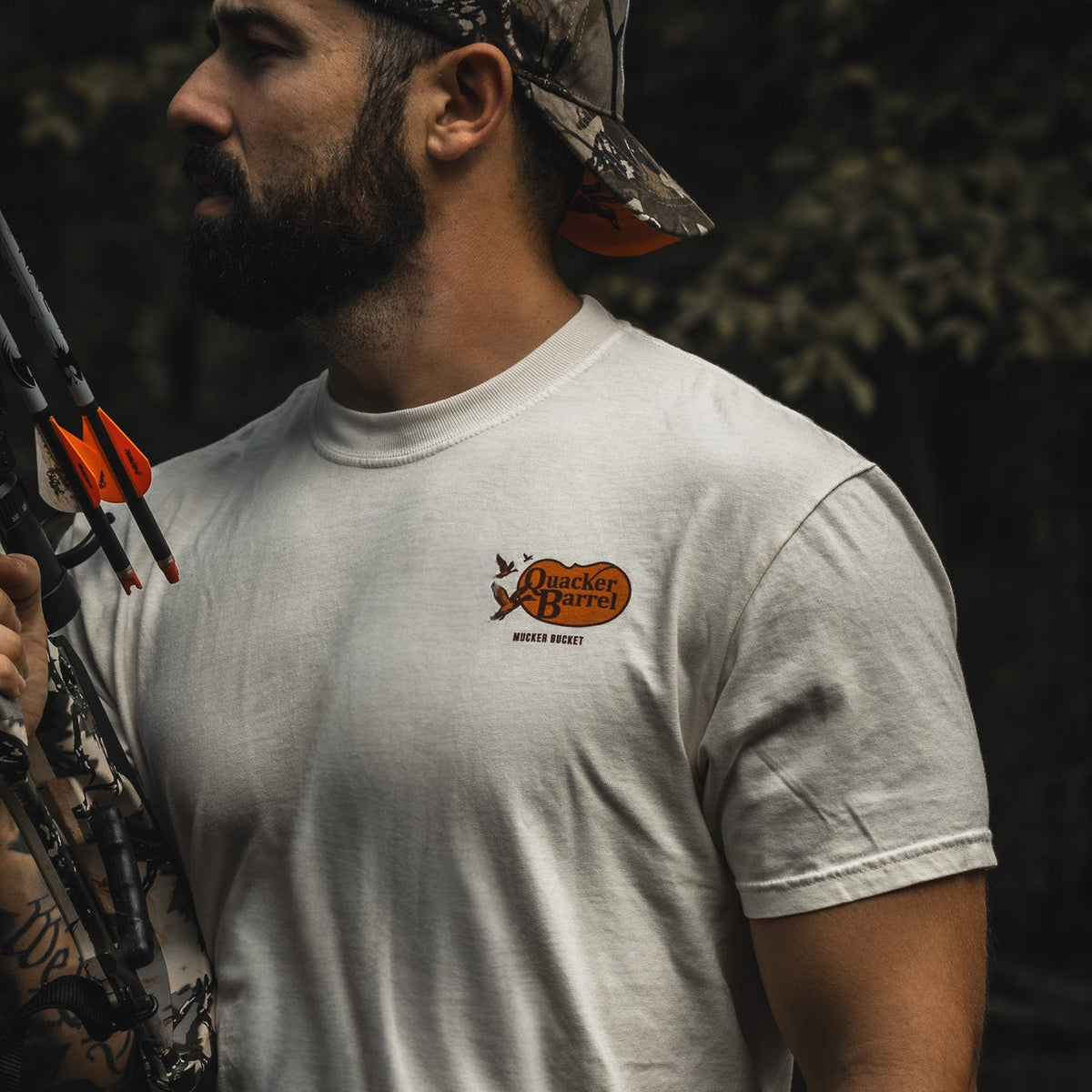Mucker Bucket Quacker Barrel Premium Tee | Duck Hunting T-Shirt