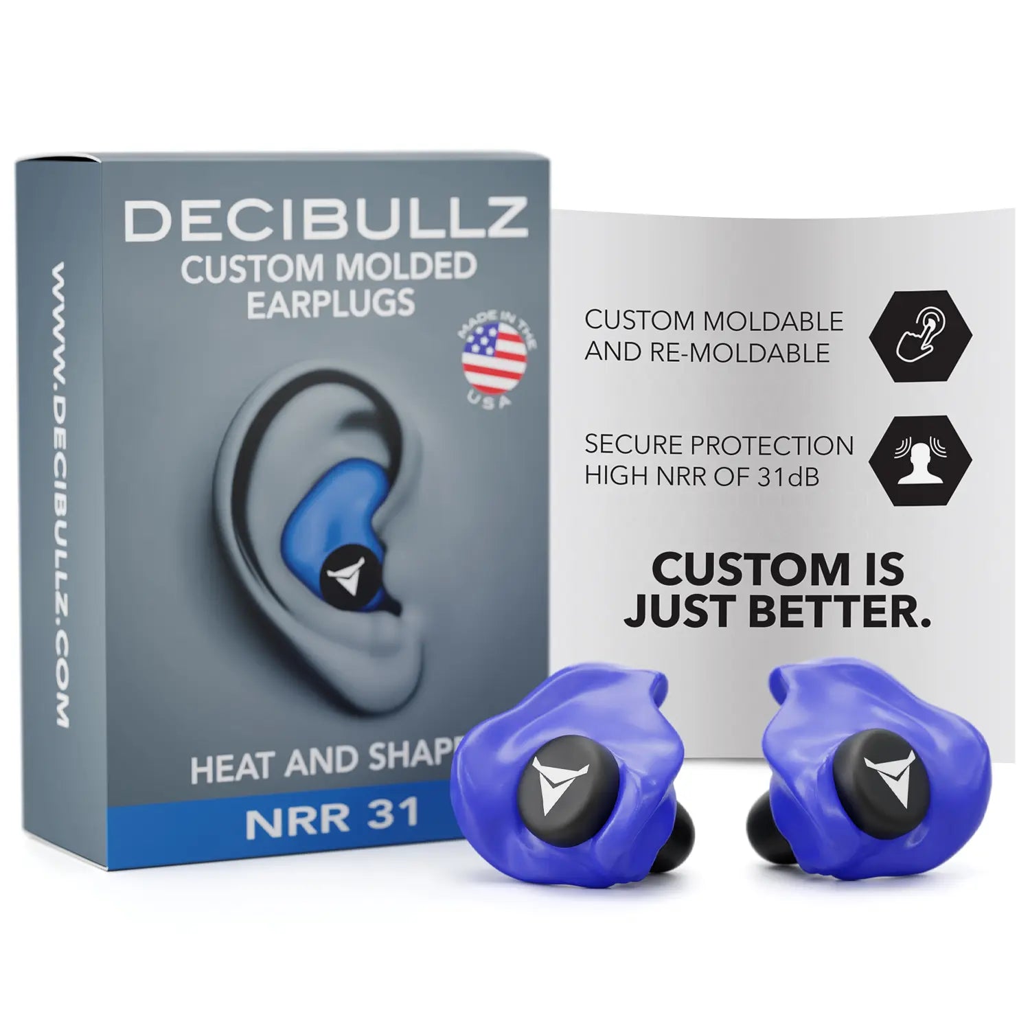Decibullz Custom Molded Earplugs 31dB NRR