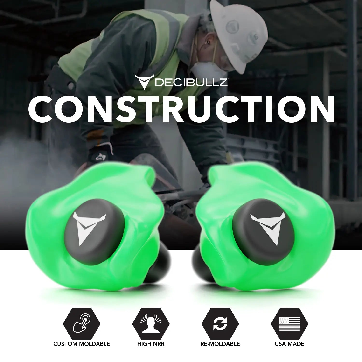 Decibullz Custom Molded Earplugs 31dB NRR
