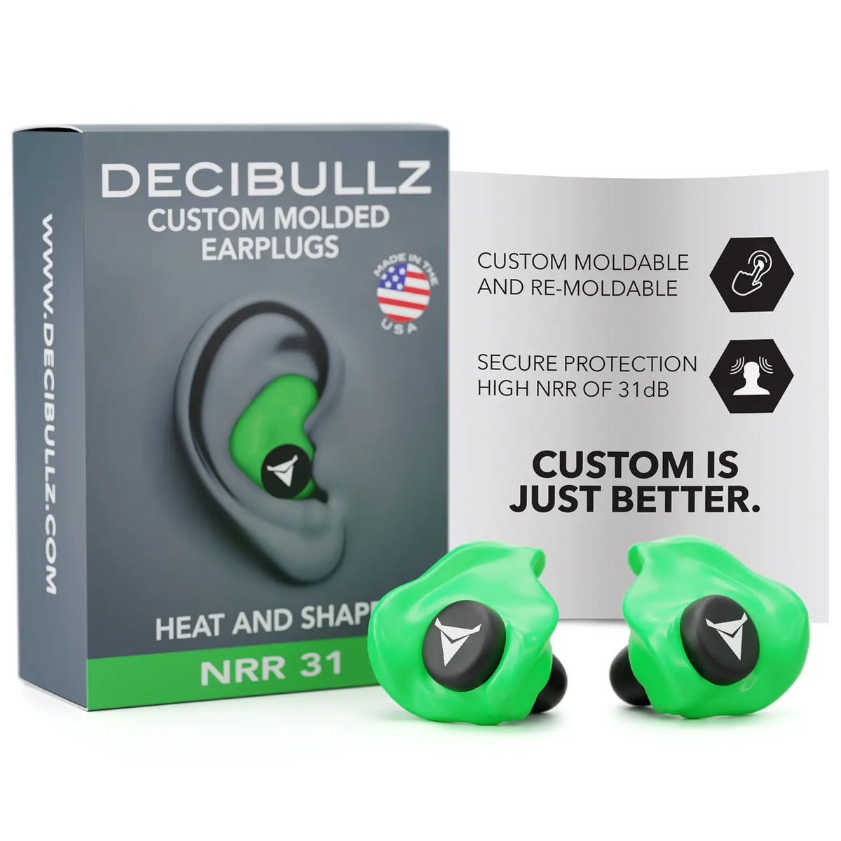 Decibullz Custom Molded Earplugs 31dB NRR