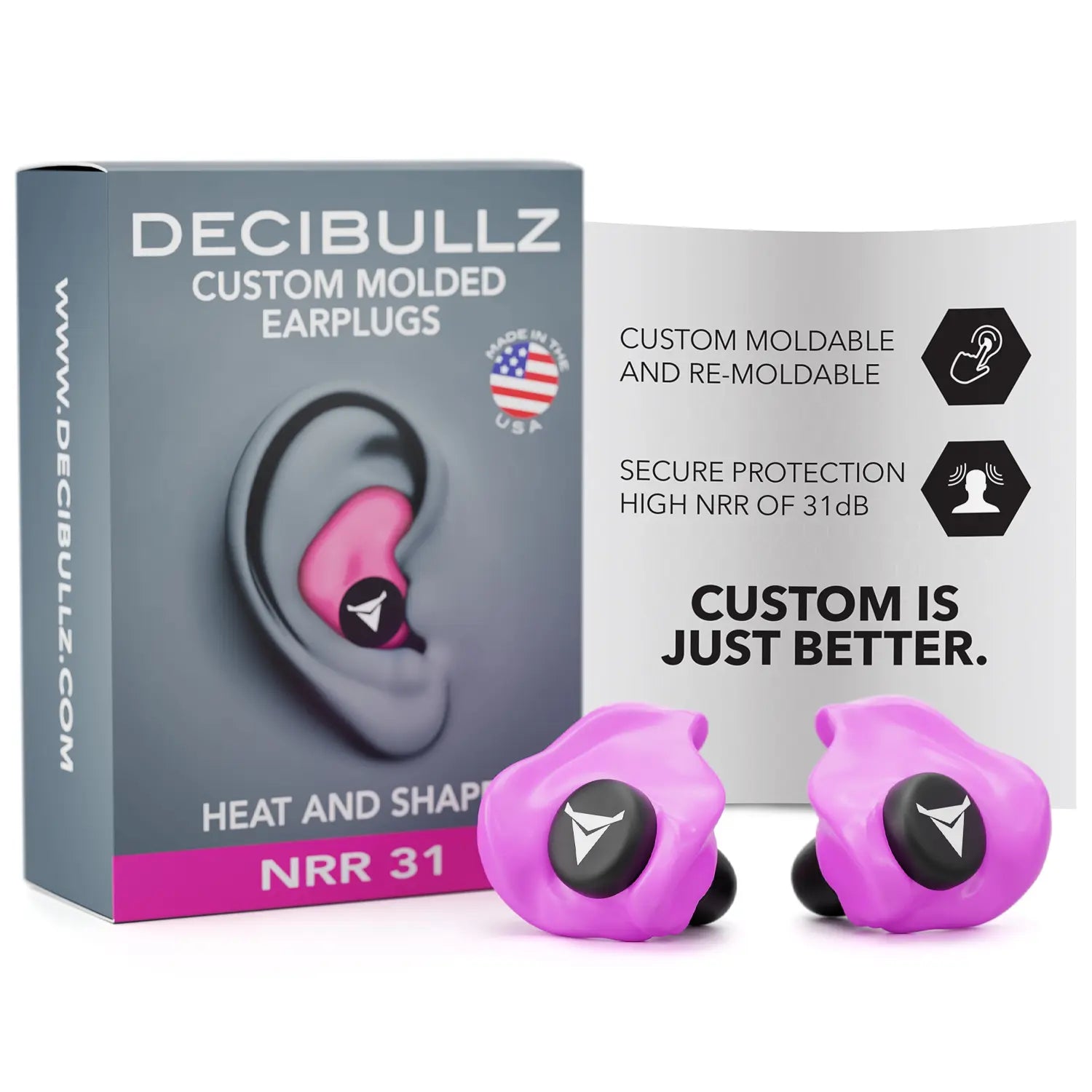 Decibullz Custom Molded Earplugs 31dB NRR