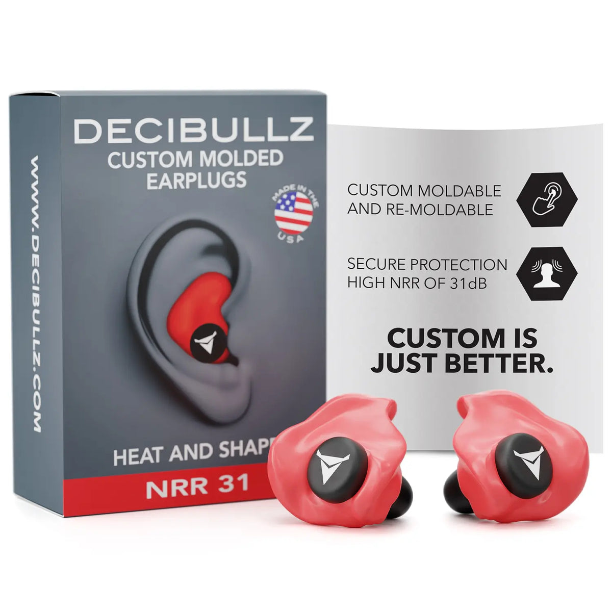 Decibullz Custom Molded Earplugs 31dB NRR