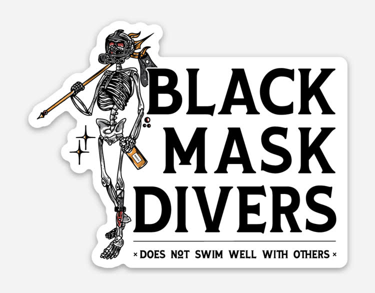 Black Mask Divers Does Not Swim Well With Others Tshirt - Navy
