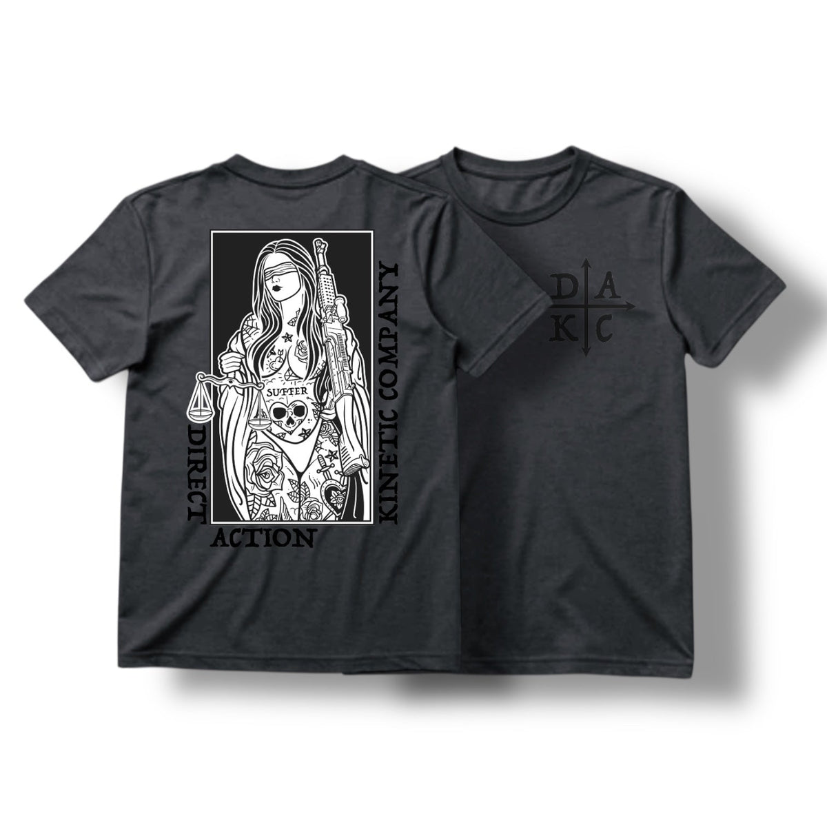 "BLIND JUSTICE" TEE (HEATHER CHARCOAL)