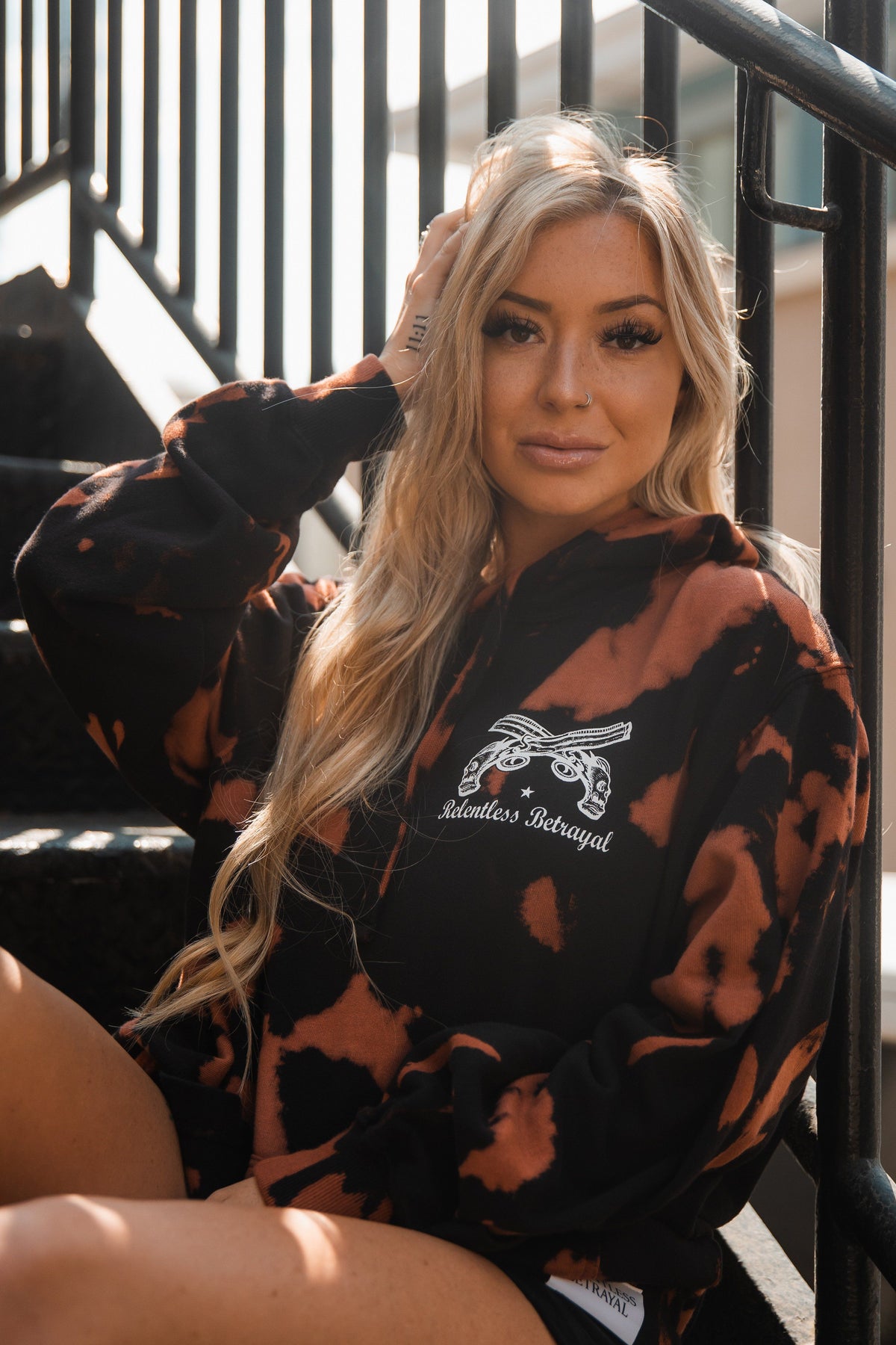 Relentless Betrayal No Prey, No Pay Bleach Wash Hoodie