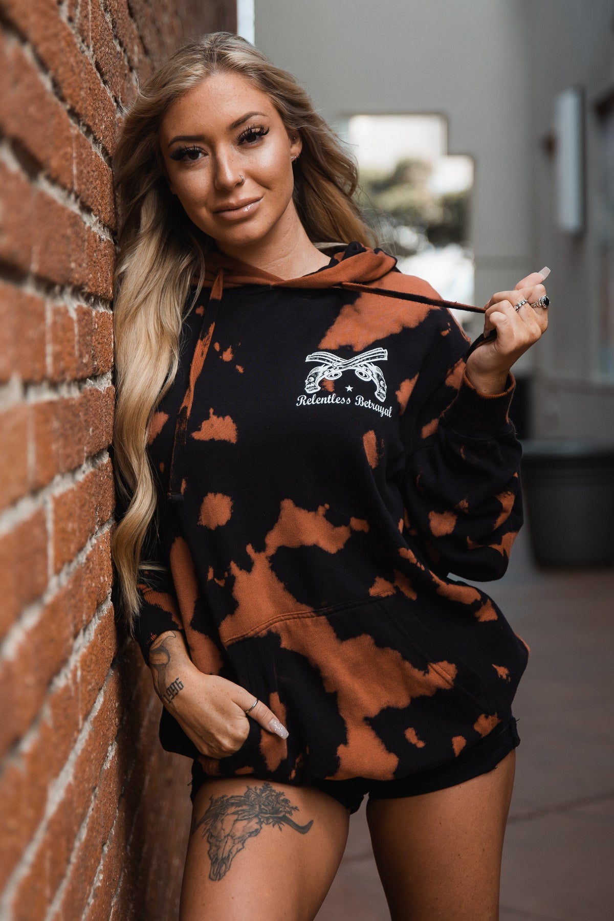 Relentless Betrayal No Prey, No Pay Bleach Wash Hoodie