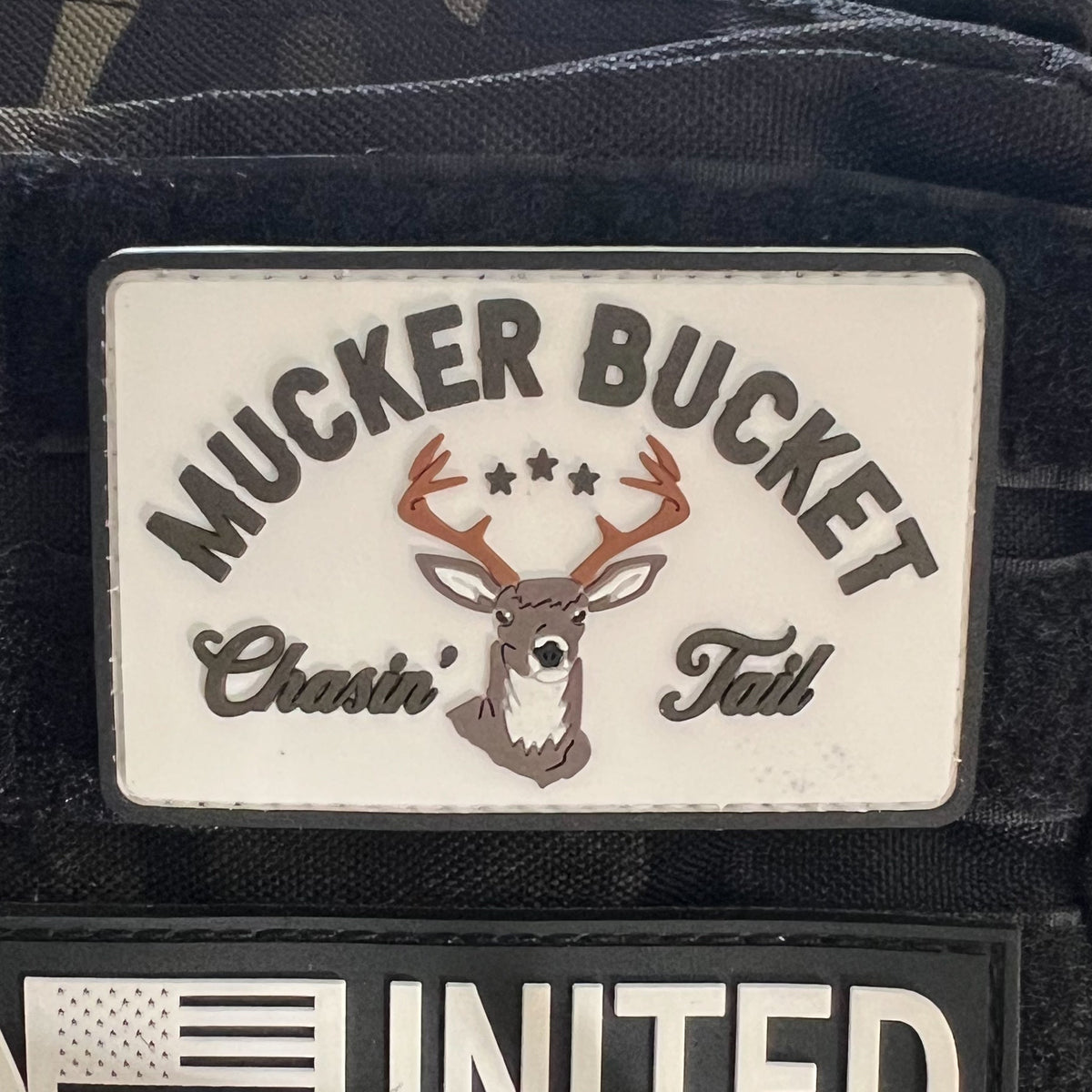 Mucker Bucket Chasin' Tail PVC Patch | Hunting & Outdoor Morale Patch