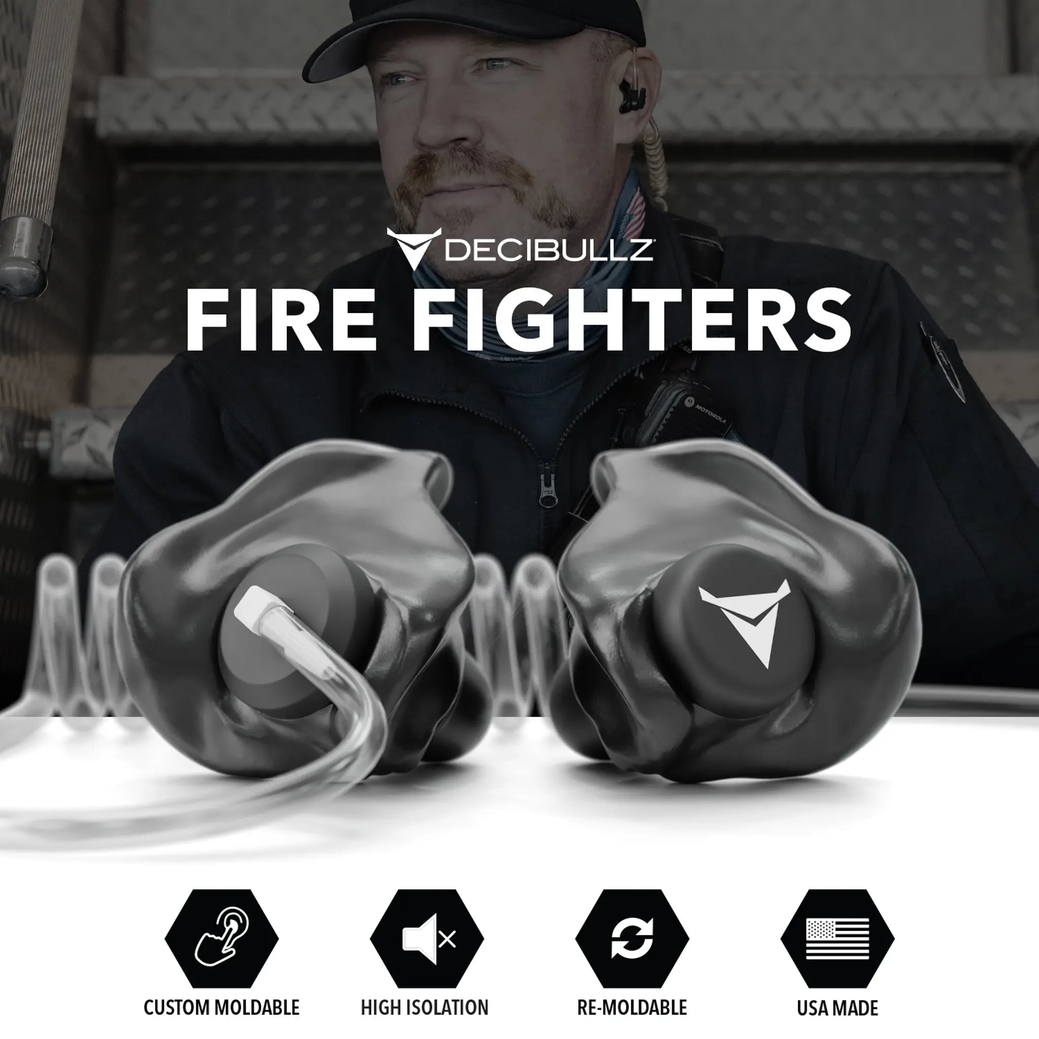 Decibullz Custom Moldable Isolation Earpiece for Clear Tube, Radio, Surveillance, and Communication Headsets