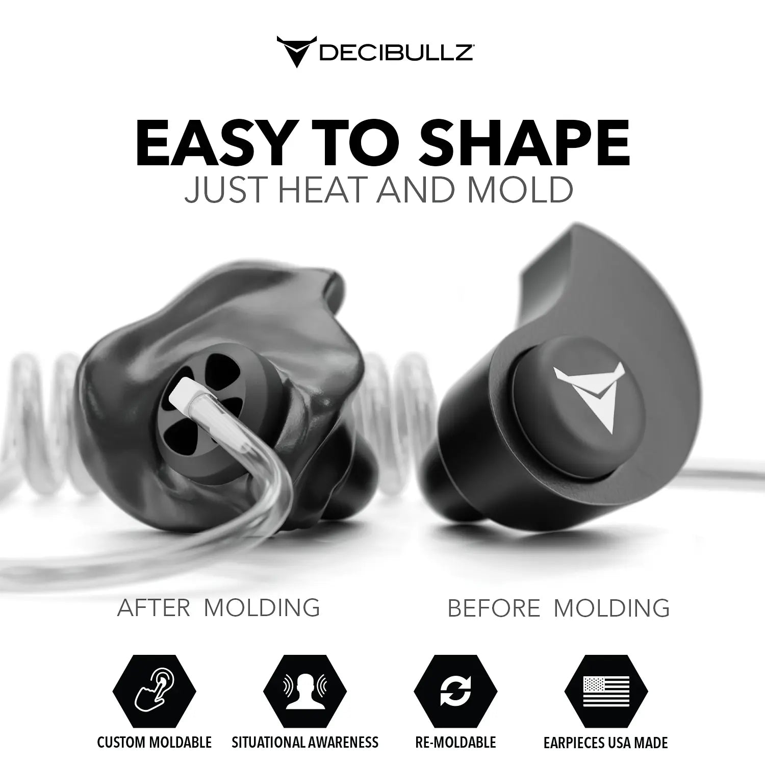 Decibullz +Awareness Custom Molded Listen-Only Surveillance Acoustic Tube Headset