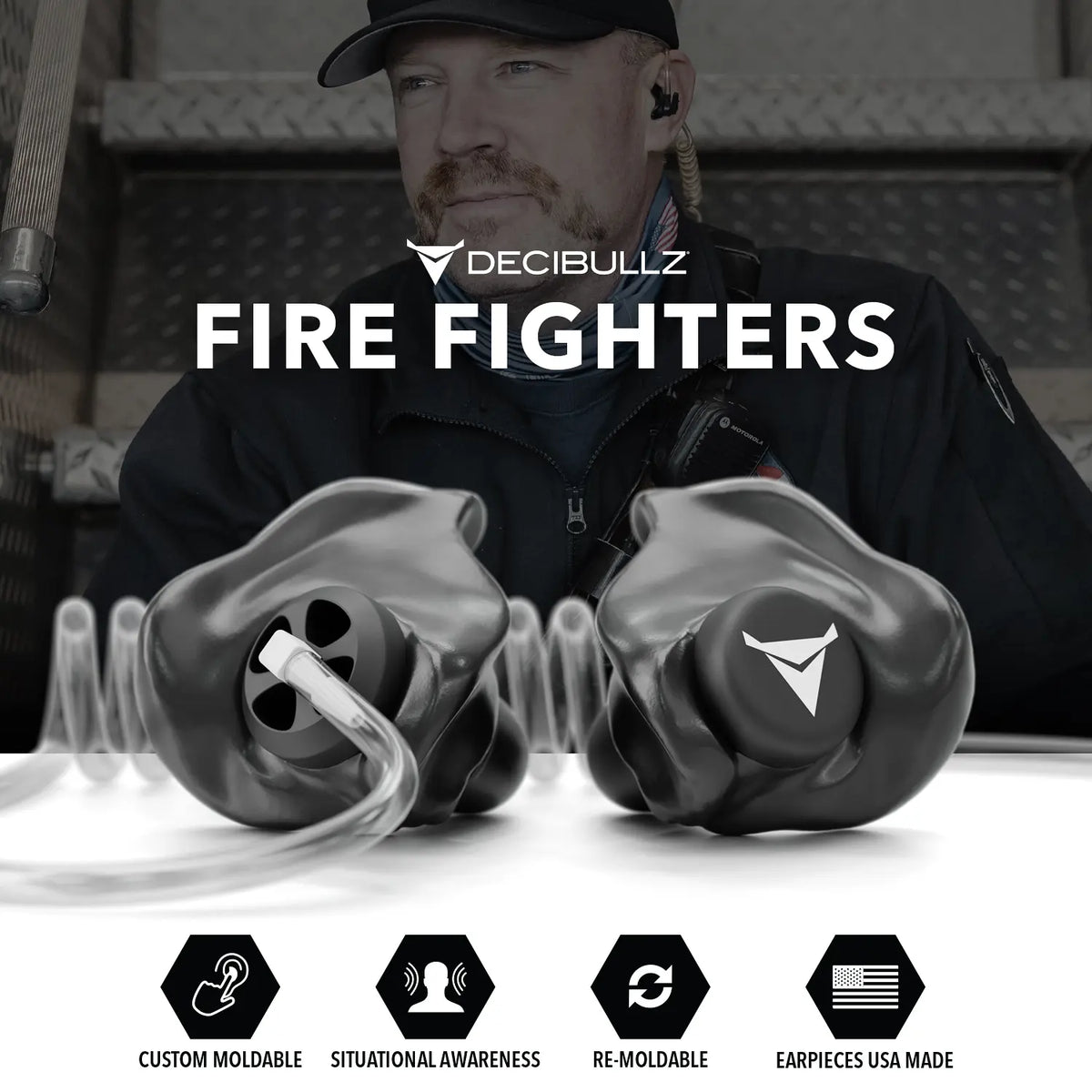 Decibullz +Awareness Custom Molded Listen-Only Surveillance Acoustic Tube Headset