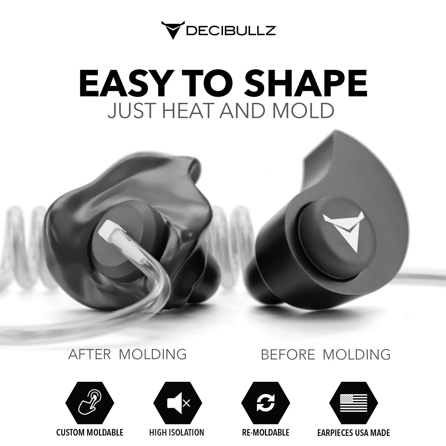 Decibullz +Isolation Custom Molded Listen-Only Surveillance Acoustic Tube Headset