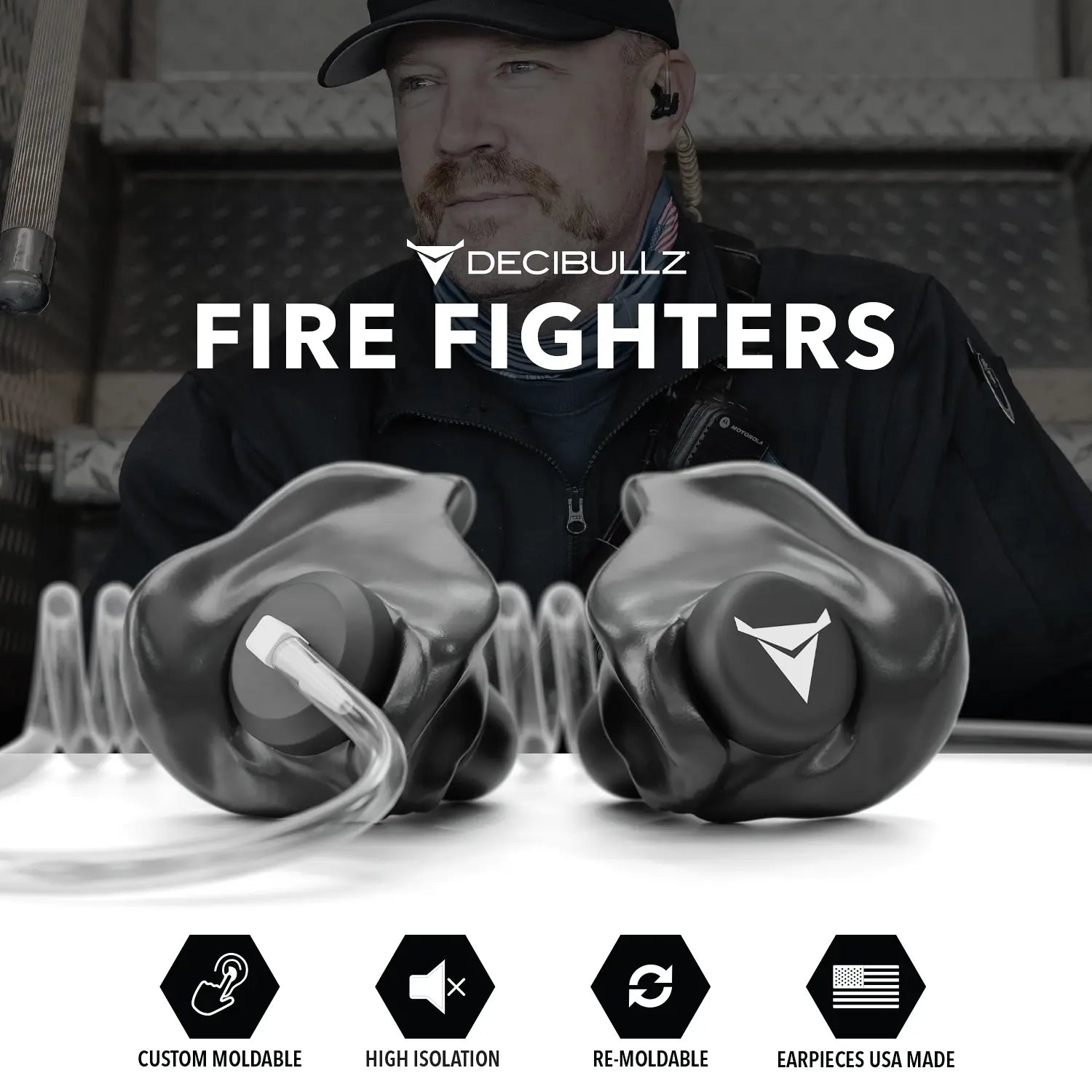 Decibullz +Isolation Custom Molded Listen-Only Surveillance Acoustic Tube Headset