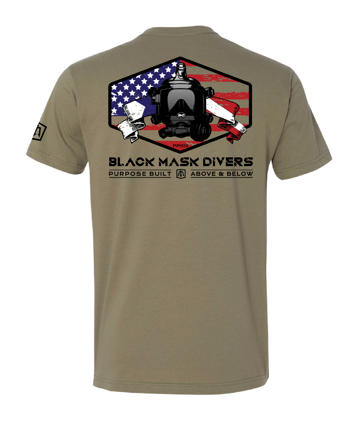 Black Mask Divers Patriot T-Shirt Light Olive
