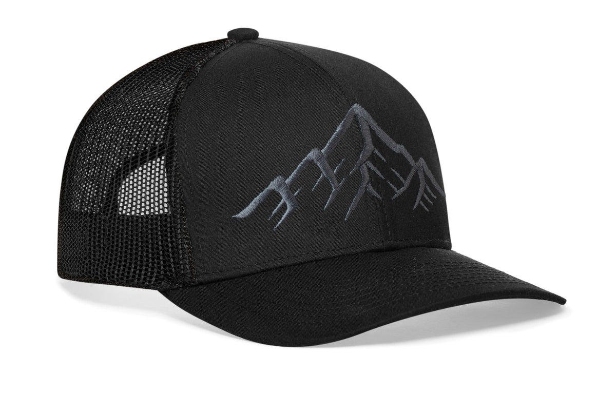 Mountain Range Trucker Hat | Black Outdoors Snapback