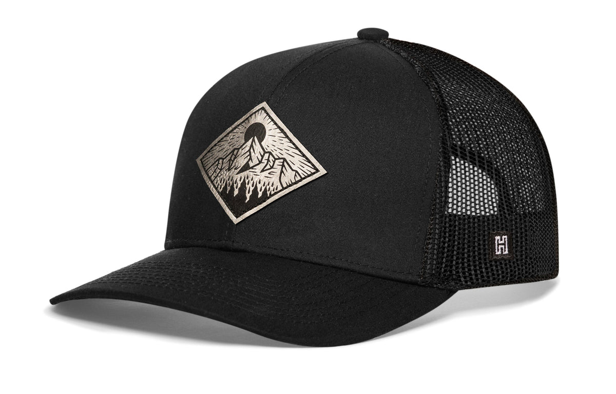 Diamond Mountain and Trees Trucker Hat | Black Outdoors Snapback