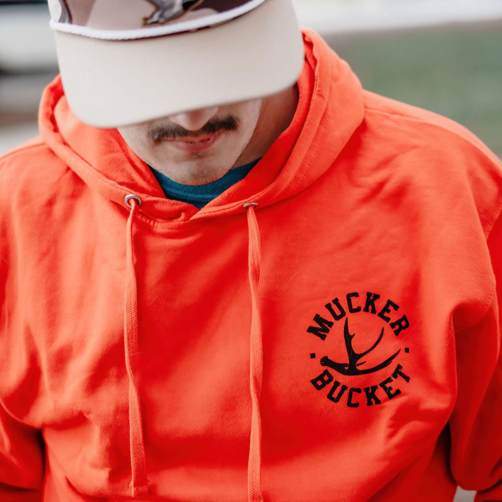 Mucker Bucket Monster Buck Hunter Orange Premium Hoodie