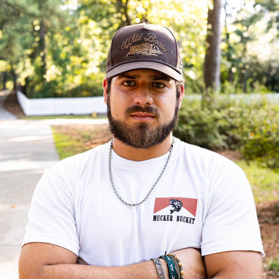 Mucker Bucket Biggun White Premium Tee | Hunting & Outdoor Graphic T-Shirt
