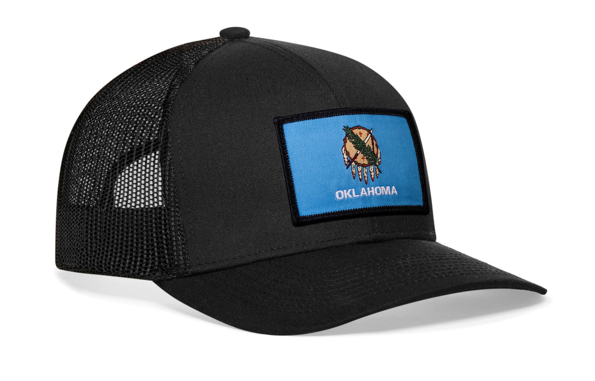 Oklahoma Flag Trucker Hat | Black Oklahoma Flag Snapback