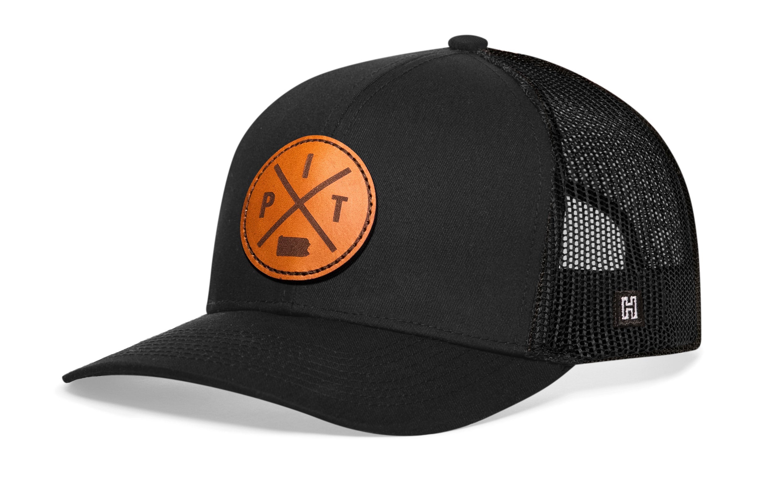Pittsburgh Trucker Hat Leather | Black PIT X Snapback