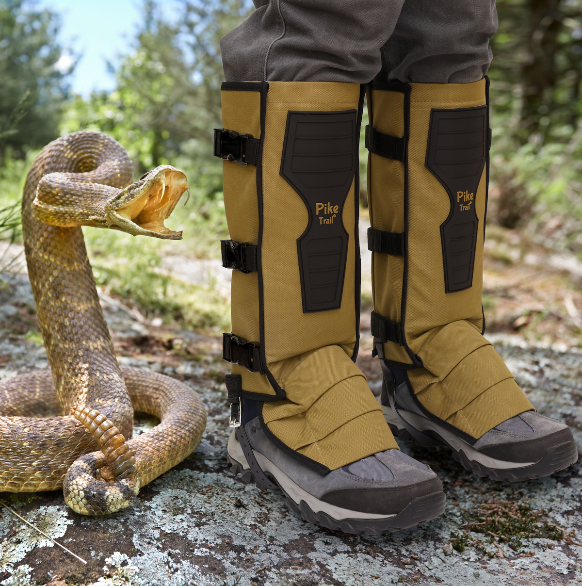 Pike Trail Snake Gaiters Leg Guards – Snakebite-Resistant Protective Gaiters for Hunting, Hiking & Outdoor Adventures