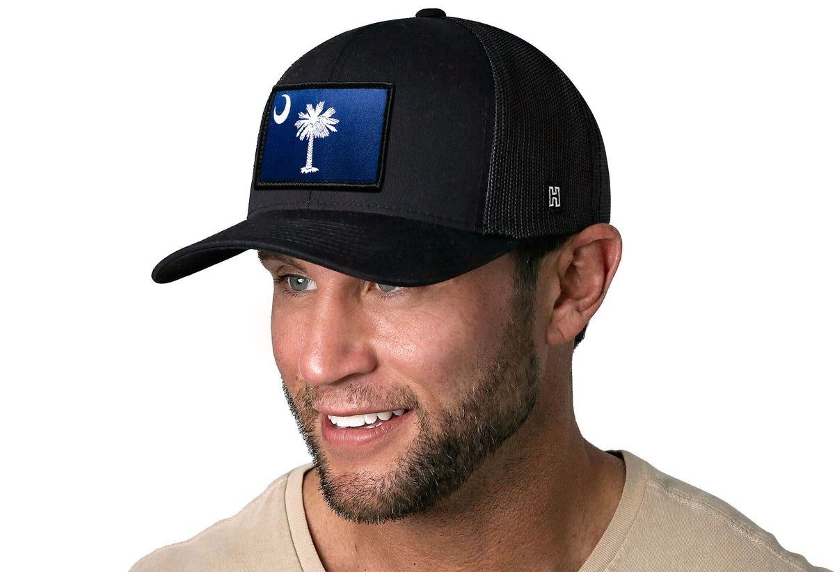 South Carolina Flag Trucker Hat | Black South Carolina Flag Snapback